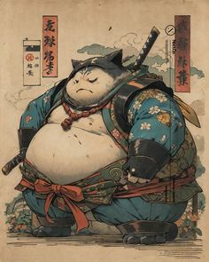 an illustration of a sumo wrestler with two swords