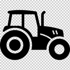 a black and white tractor on a transparent background