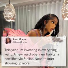 an image of a woman eating food on her bed with the caption'this year i'm investing in everything i want