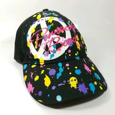 Shipped with USPS First Class Package. Funky Adjustable Hat For Streetwear, Pensacola Beach Florida, 90s Hippie, Hipster Hat, Splatter Paint, Pensacola Beach, Florida Beaches, Paint Splatter, Beach Florida