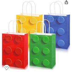 three bags made out of legos are shown