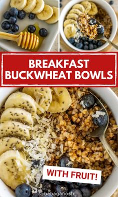 breakfast buckwheat bowls with fruit and nuts