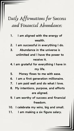 an affirmation for success and financial abundance