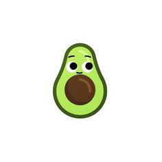 an avocado sticker with eyes and nose