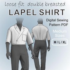 an image of a man's lapel shirt and pants sewing pattern for men