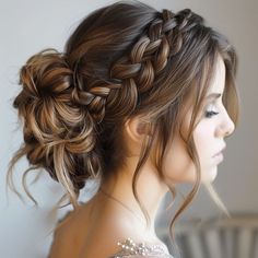 Updo With Side Pieces, Braids And Curls Wedding Hair, Indian Updo Hairstyles Weddings, Wedding Hairdo For Medium Hair, Pretty Hairstyles Updos, Wedding Hairstyles Loose Updo, Bridesmaid Hair Messy Updo, Cute Braided Hairstyles Updo, Wedding Hair For Brunettes