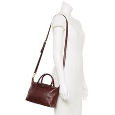 Add a chic style to your everyday looks with this AmeriLeather Carina leather handbag. Add a chic style to your everyday looks with this AmeriLeather Carina leather handbag. 7.25"H x 11.5"W x 4"D Handle length: 3'' drop Crossbody strap length: 41" to 45" Zipper closure Gold-tone hardware Interior: 1 zip pocket and 1 slip pocket Water repellentCONSTRUCTION & CARE Body: leather Lining: polyester Wipe clean Imported Size: One Size. Color: Dark Red. Gender: female. Age Group: adult. Fall Soft Leather Handheld Satchel, Handheld Soft Leather Satchel For Fall, Burgundy Leather Handheld Shoulder Bag, Leather Satchel With Handles For Fall, Red Bag With Detachable Handle For Fall, Fall Red Bag With Detachable Handle, Red Soft Leather Bag For Fall, Chic Burgundy Handheld Satchel, Burgundy Leather Shoulder Bag With Detachable Strap