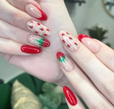 Cute Strawberry Nails, Strawberry Nails Designs, Strawberries Nails, Strawberry Milk Nails, Milk Nails, Strawberry Nail Art, Diy Summer Crafts