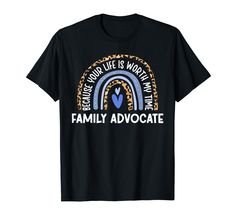 a black t - shirt with an image of a rainbow and the words family advocacy