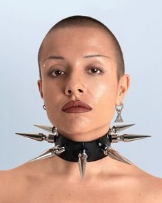 This outstanding choker is a true statement piece that gives undeniable power to your outfit. A typical showpiece of LORAND LAJOS fierceness! Obey the power of style and personality.  - handmade in Munich Germany - LONG metallic spike studs - rhinestone encrusted vegan velour leather - perfect fit with adjustable strap - available in two sizes Spiked Choker Aesthetic, Choker Aesthetic, Choker Outfit, Spike Choker, Spiked Choker, Masculine Style, Munich Germany, Digital Gifts, Digital Gift Card