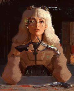 Cyberpunk X Steampunk, Steampunk Portrait Art, Cyberpunk Dnd Character, Cyborgs Steampunk, Female Cyberpunk Oc, Sci Fi Woman Art Character Design, Steampunk Digital Art, Steampunk Oc Art, Artificers Dnd