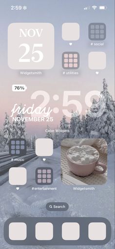 an iphone screen showing the time and date for each event in which there is snow on the ground