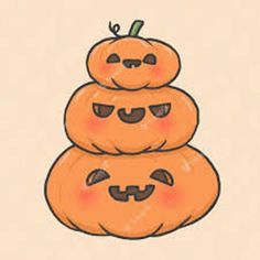 three pumpkins stacked on top of each other with faces drawn on them in the shape of jack - o'- lanterns