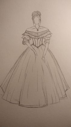 a drawing of a woman in a dress