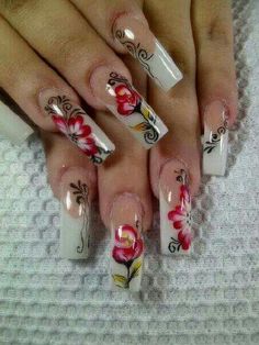 2000 Nail Designs, Latin Nails, Really Cute Nails, Y2k Nails, Exotic Nails, Pink Acrylic Nails