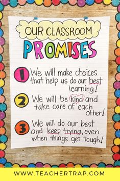 a sign that says our classroom proms we will make choices that help us do our best