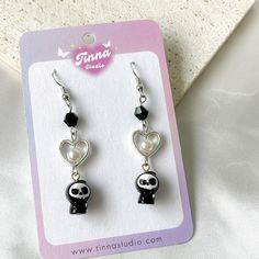 This Trendy Y2K Black Earring features super adorable devil pendant, it is a cute accessory for your everyday outfit and any occasion look. It's also a perfect gift for anyone who is looking for a last-minute gift ( we ship the next day), and a great party favors choice as well. We also made more different styles of products, please check the store link below: https://www.etsy.com/shop/CuteBeadsbyTinna Plus, we provide gift bags: https://www.etsy.com/listing/1305832371/jewelry-travel-pouch-velve Black Emo Earrings For Gift, Black Metal Emo Earrings, Trendy Halloween Dangle Earrings, Trendy Dangle Earrings For Halloween, Handmade Edgy Plug Earrings As Gift, Handmade Edgy Plug Earrings For Gift, Emo Streetwear Jewelry For Halloween, Black Pierced Emo Earrings, Black Novelty Jewelry For Party