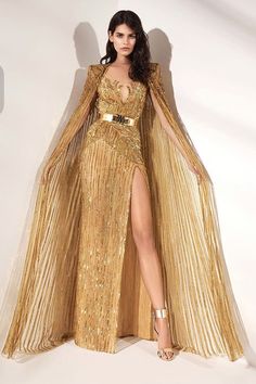 Gold Gown, Golden Dress, Moda Paris, Zuhair Murad, Colored Wedding Dresses, Glam Dresses