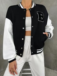 Varsity Jacket Outfit, Varsity Jacket Women, Jacket Outfit Women, Cute Jackets, Teenage Fashion Outfits, Baseball Jacket, Teen Fashion Outfits, Nike Jordan