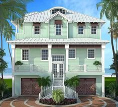 this is an artist's rendering of a two - story house on the beach