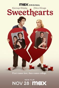 Sweethearts (2024) Nico Hiraga, Christine Taylor, Kiernan Shipka, Freshman College, High School Sweethearts, Comedy Films, Home Movies