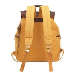 ITEM DETAILS     Item Type:  Backpacks  
  Lining Material:  Polyester  
  Interior:  Interior Compartment,Computer Interlayer,Interior Zipper Pocket,Interior Slot Pocket,Cell Phone Pocket  
  Style:  Vintage  
  Closure Type:  Cover  
  Material:  High density wash canvas+Cow leather  
  Backpack size:  32*15*39cm  
  Style:  Vintage, Fashion, Casual  
  Features:  Wear-resistant and durable  
 
  ITEM OVERVIEW  Internal packing structure: identification bag, mobile phone bag, laminated zipper bag, zipper bag, computer bag, adjustable shoulder straps for all women, teenagers and adults.  ♥ Function: waterproof, breathable, wear-resistant, anti-theft, lightning protection, shockproof, Occasion: Suitable for school, sports, college, beach, office, work or international business trips.  ♥ F Brown Canvas Backpack With Zipper Closure, Beige Outdoor Backpack With Zipper Pocket, Gold Leather Travel Backpack, Canvas Travel Backpack With Zipper Closure, Yellow Outdoor Backpack, Gold Standard Backpack, Yellow Travel Shoulder Bag Backpack, Yellow Leather Backpack For School, Yellow Leather School Backpack