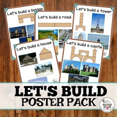 the let's build poster pack includes pictures and words