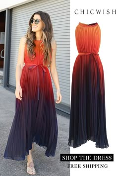 Free Shipping & Easy Return. Up to 30% Off. Splendor of the Sunset Gradient Pleated Maxi Dress featured by thecharmingolive. Shop for the cutest dress at chicwish.com. #outfit #clothing #womenfashion #fashion #springoutfit #casualoutift #outfitidea #dress #maxidress #pleateddress #gradientdress Ombre Dress Indian, Ombre Dress Casual, Pleated Dress Indian, Maxi Dress Indian, Cutest Dress, Sunset Gradient, Stylish Maxi Dress, Ombre Maxi Dress, Pleated Gown