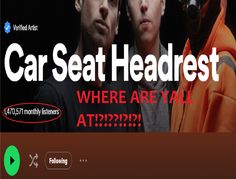 an ad for car seat headrests with two men