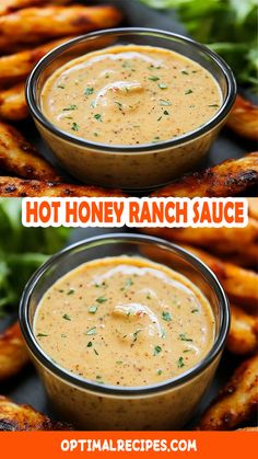 two pictures showing how to make hot honey ranch sauce