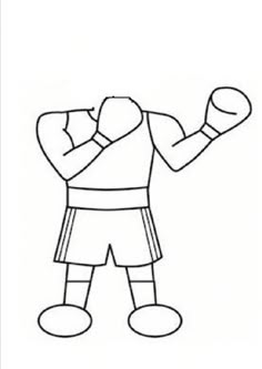 a drawing of a man with boxing gloves