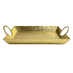 gold metal tray with handles and handles