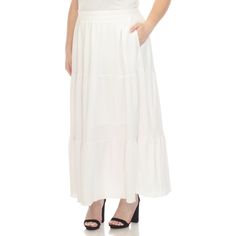 Elevate your fashion game with this flowy and effortlessly chic skirt. This maxi skirt from White Mark boasts a pleated design that adds texture, movement, and a touch of sophistication to your look. Dress it up or down as this skirt is incredibly versatile. Pair it with a tucked in blouse and heels for a sophisticated look or go for a more relaxed vibe with a tucked in tee and sandals and pair it with a jacket on chilly days. It’s perfect for various occasions and style preferences. White Flowy Tiered Maxi Skirt, White Ruffled Maxi Skirt, Flowy Wide Leg White Skirt, White Maxi Length Lined Bottoms, White Maxi Length Bottoms With Lined Skirt, White Flowy Maxi Length Skirt, White Maxi-length Bottoms For Day Out, White Maxi Length Bottoms For Day Out, White Maxi Length Skirt For Day Out