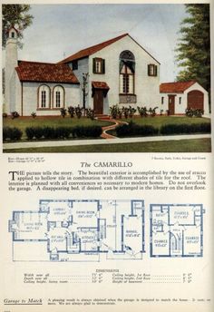 an old house is featured in this advertisement for the camelillo model home, which was built in 1932