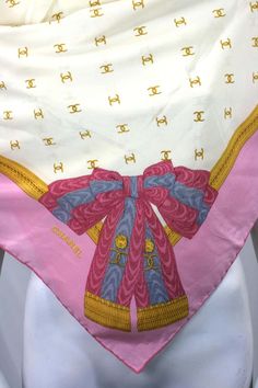 For Sale on 1stDibs - Chanel silk crepe de chine square scarf designed by Karl Lagerfeld. On a cream silk ground printed with gilt signature overlapping CCs with an old rose 1stdibs Chanel, Logo Scarves, Old Rose, Cream Silk, Scarf Design, Silk Crepe, Square Scarf, Karl Lagerfeld, Chanel