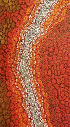 an abstract painting with red, orange and white colors