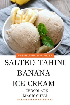 Salted Tahini Banana Ice Cream + Chocolate Magic Shell Tahini Ice Cream, Vegan Banana Ice Cream Recipe, Matcha Banana Ice Cream, Healthier Ice Cream, Vegan Chickpea Ice Cream, Banana Ice Cream Healthy, Vegan Nicecream Banana