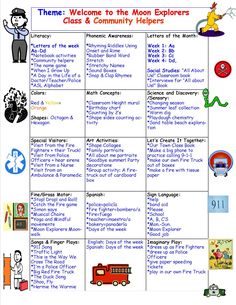 a table with different activities for children to do in the school year, including an image of