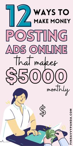 two people sitting at a table with money in front of them and the text 12 ways to make money posting ads online that makes $ 5000