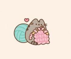 an image of a cat with a ball of yarn on its back and the caption says, i love cats