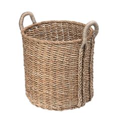 a large round basket with handles