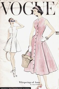 an old fashion magazine cover with two women in dresses and purses on the front