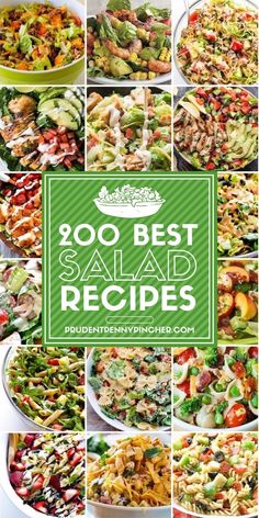 a collage of salads with the words,'100 best salad recipes '