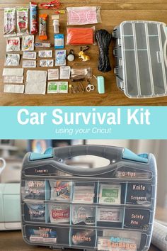 the car survival kit is organized and ready to be used