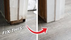 two pictures show the same flooring and how to fix it