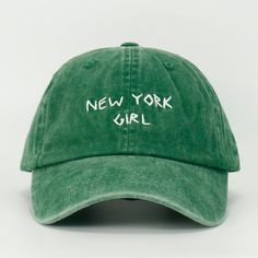 Product Description Daily Cap: 100% Cotton with Embroidered "New York Girl" Handmade embellishment. True to size Designed in NYC. Material 100% cotton. Care Instructions Dry clean only. Terms & ConditionsAs a small, independent business, we currently do not offer free returns. We accept returns for store credit or exchange within 10 days. Items must be unworn, unaltered, free of damage, and include original tags. Please note, no refunds are available, and all exchanges are final sale. Embroidered Logo Cotton Snapback Hat, Cotton Hat With Embroidered Logo And Curved Brim, Trendy Cotton Snapback Baseball Cap, Cotton Snapback Trucker Hat With Embroidered Logo, Trendy Cotton Baseball Cap With Flat Brim, Casual Green Cotton Baseball Cap, Cotton Baseball Cap One Size Fits Most, Trendy Cotton Flat Brim Baseball Cap, Trendy Flat Brim Cotton Baseball Cap