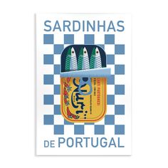 a poster with some fish in it on a checkerboard background that says sardinhas de portugal