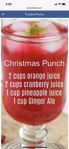 the recipe for christmas punch is displayed on an iphone