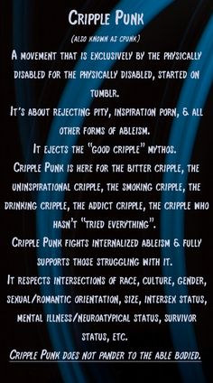 an image of a poem written in black and blue with the words cripple punk on it