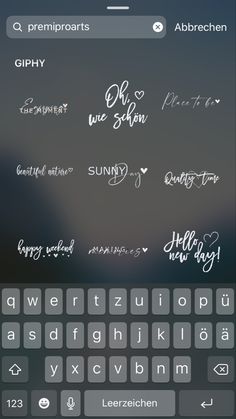 an iphone keyboard with different types of writing on the screen and in front of it